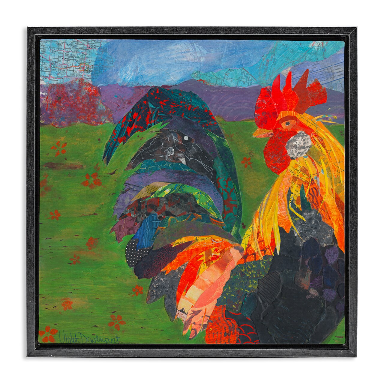 Stupell Industries Expressive Farm Rooster Framed Floater Canvas Wall Art Design by VioletDavenport